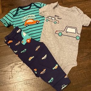 Carters baby 12m 3-piece outfit bundle cars cruising with mommy cute
